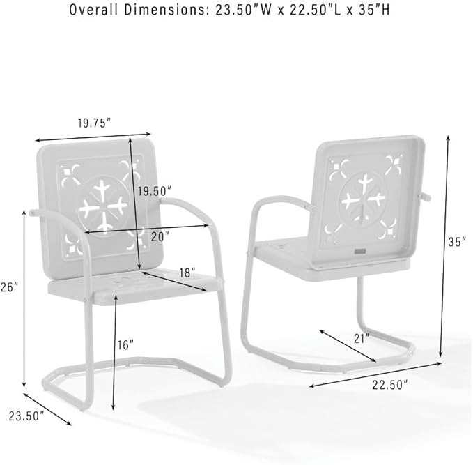 Crosley Furniture Azalea 2-Piece Outdoor Chair Set, Vintage Retro Metal Patio - Image 3