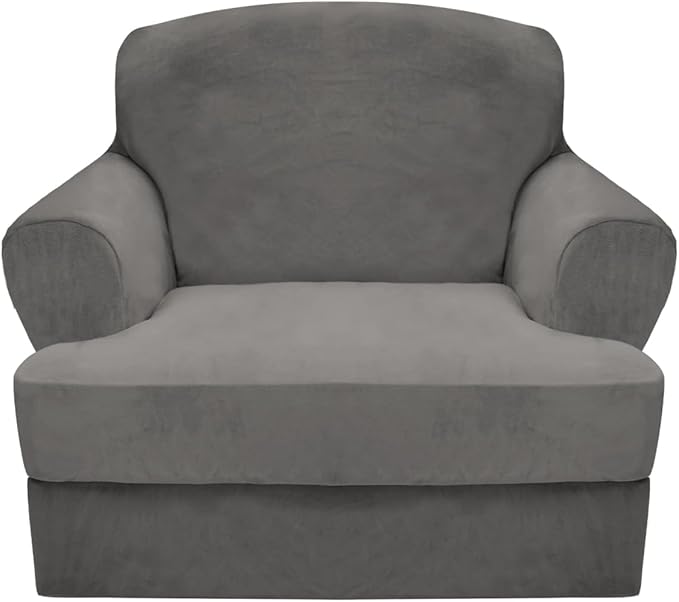CUCRAF T Cushion Sofa Cover 2 Piece Armchair Slipcovers, Soft Thick Velvet by CUCRAF