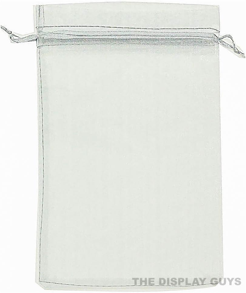 TheDisplayGuys 100-Pack 3x4 Silver Sheer Organza Gift Bags with Drawstring, Jewelry Candy Treat Wedding Party Favors Mesh Pouch