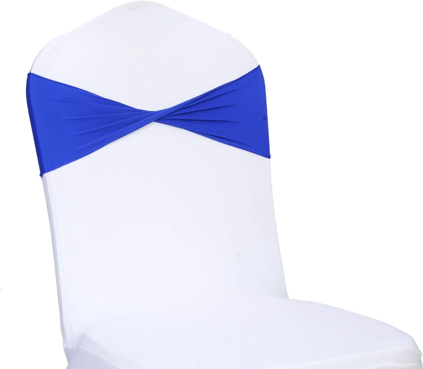 VDS Pack of 75 PCS | Royal Blue | Spandex Chair Sashes Bows Without Buckle | Stretch Elastic Banquet Universal Folding Chair Band Tie with for Wedding Party Conference Celebration Event Decoration