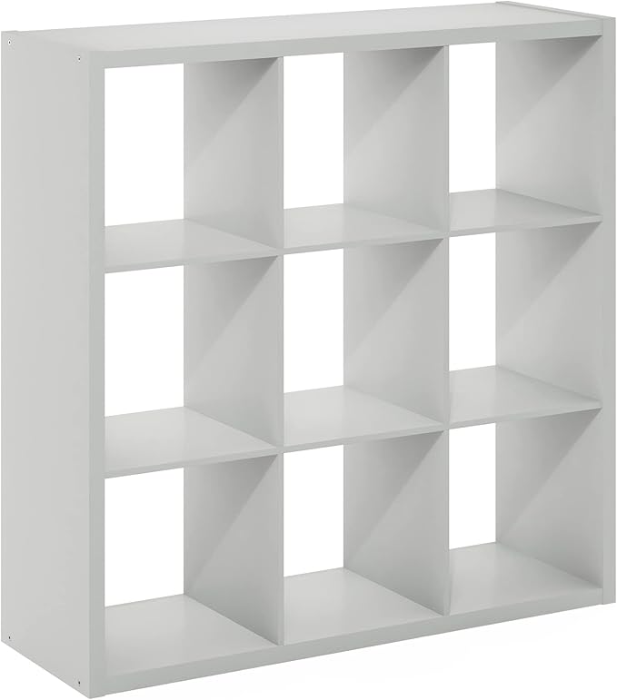 Furinno Cubicle Open Back Decorative Cube Storage Organizer, Light Grey - Image 10