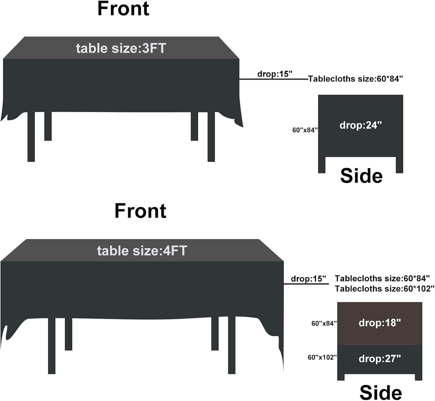 Fokitut 2 Pack Waterproof Rectangle Tablecloth, 60x84 Inch, Stain Resistant and Wrinkle Polyester Table Cloth, Fabric Table Cover for Kitchen Dining, Wedding, Party, Holiday Dinner-Gold