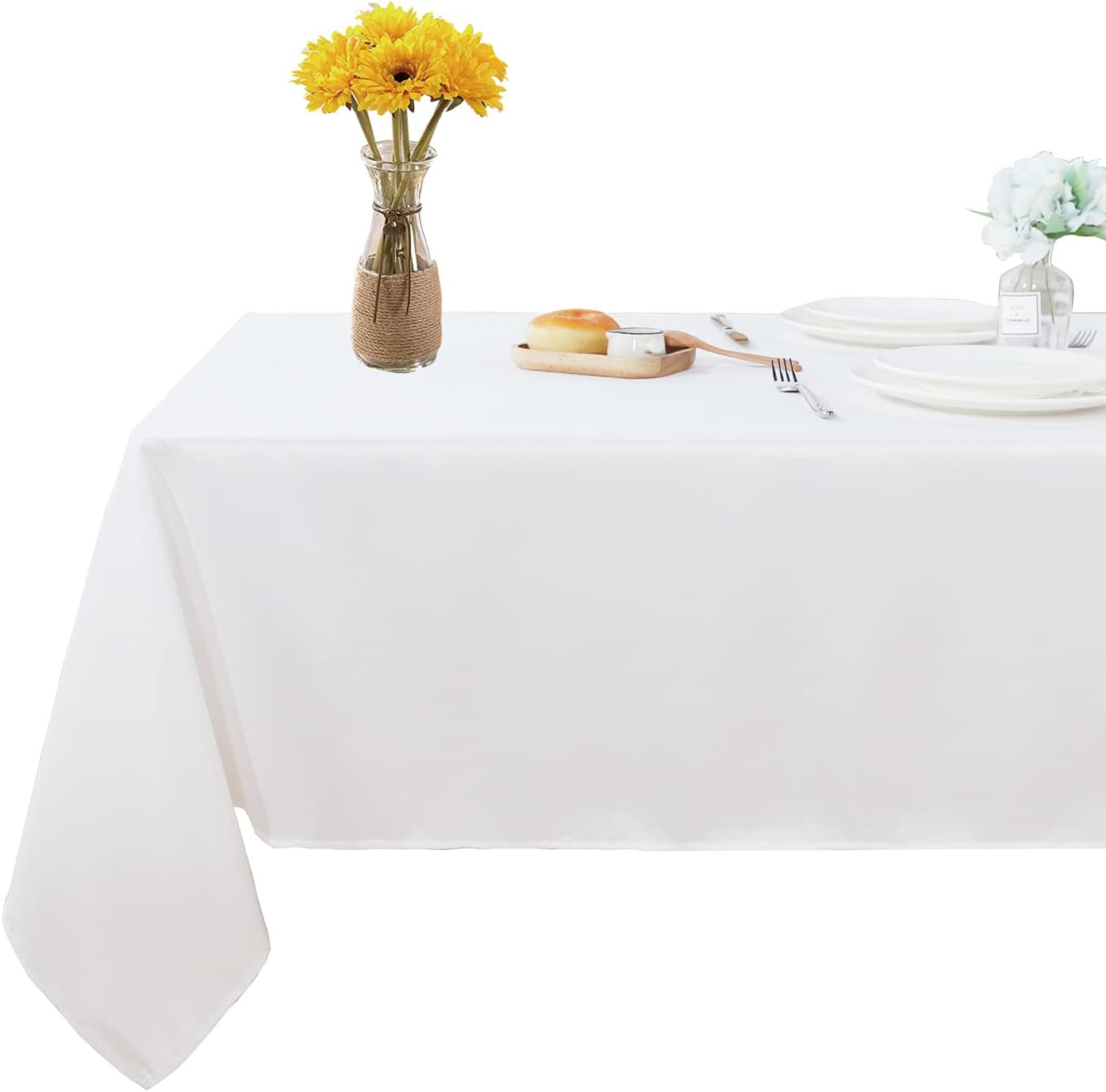 Fitable Square Tablecloth 54x54 inch Tablecloth Stain and Wrinkle Resistant Washable Polyester Table Cloth for Buffet Parties and Camping, White