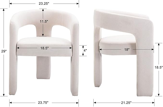 RIVOVA Modern Barrel Dining Chairs Set of 2, Linen Upholstered Accent Side Chair - Image 2