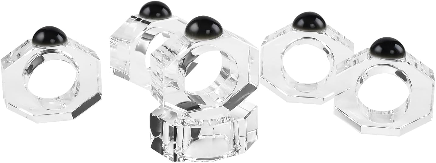 Crystal Napkin Rings Holder Silver Diamond Napkin Rings Pack of 6 Pieces,Hotel Restaurant Wedding Party Holiday Banquet Dining Table Decor