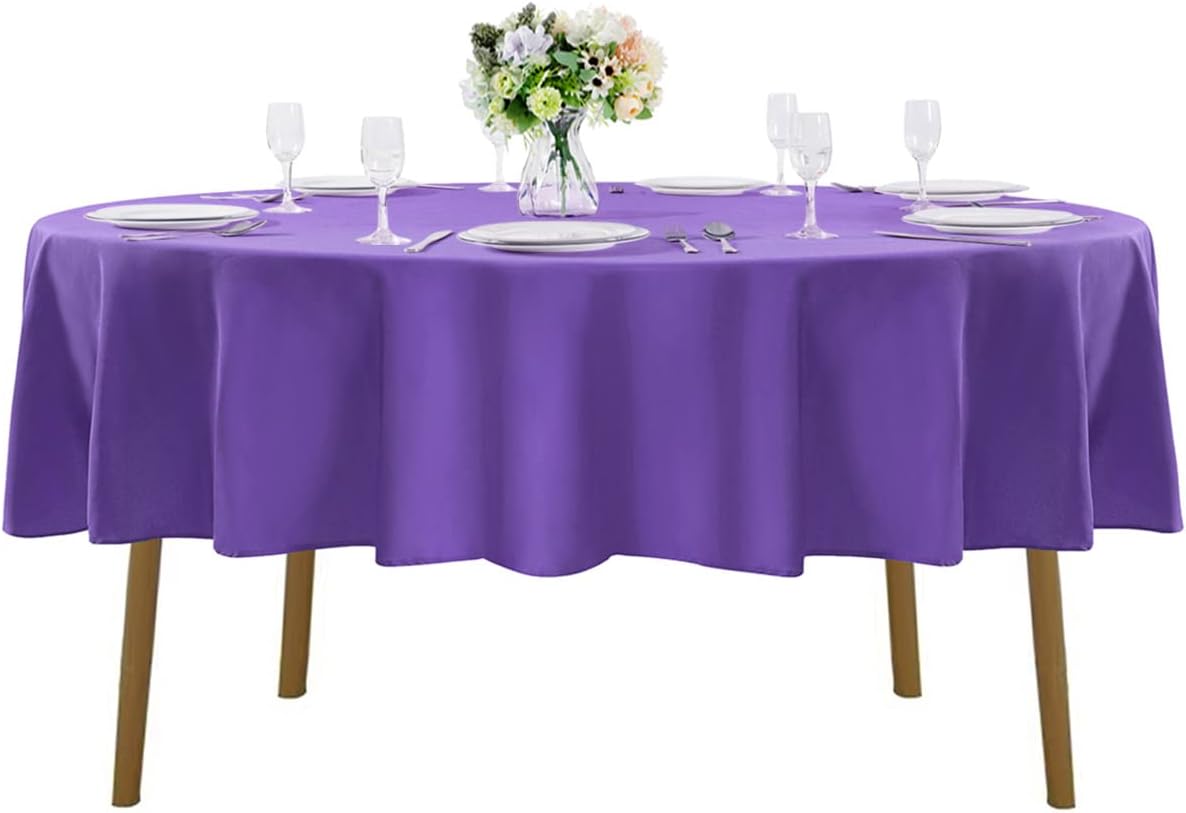 70 inch Round Tablecloth Washable Polyester Table Cloth Decorative Table Cover for Wedding Party Dining Banquet（70 inch,Purple）