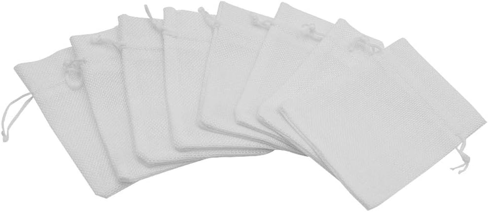 20pcs Burlap Bags with Drawstring, 5x7 Inch White Linen Gift Bags Bulk for Christmas Wedding Party Favors, Jewelry and Candy Pouches