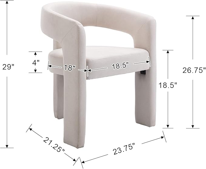 BESTANO Modern Linen Fabric Upholstered Dining Chairs - Image 3