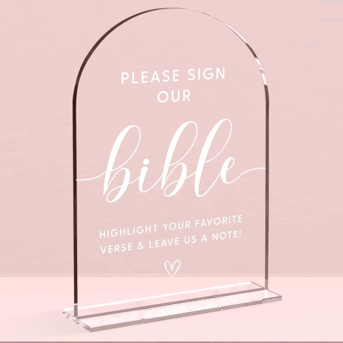 Wedding Decor，Bible Guestbook Sign,5 x 7 Inch Arch Acrylic Sign, Wedding Sign for Ceremony and Reception, Wedding Decorative Signage For Table Decor (White)