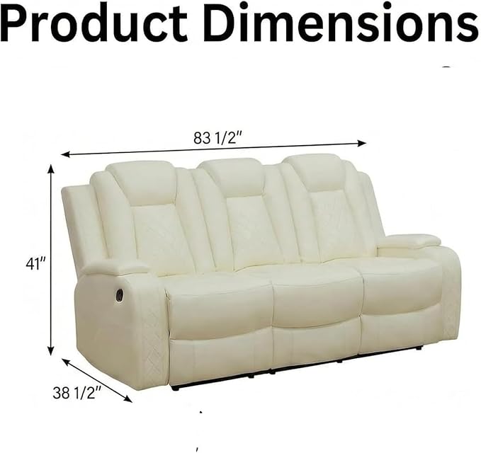 Power Recliner Sofa with LED Lights, Leather Power Reclining Sofa, Living Room - Image 2