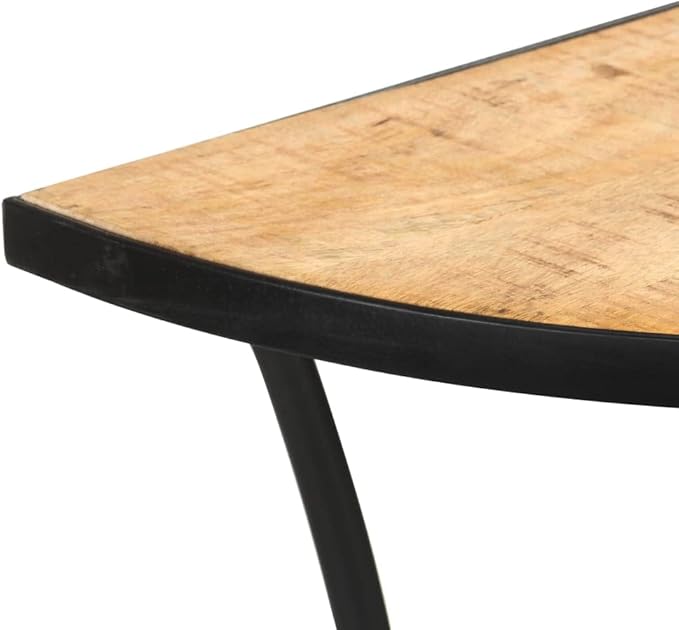 Half-Circle Solid Mango Wood Side Table 43.3"x15.7"x30.3" Natural Finish Narrow - Image 7