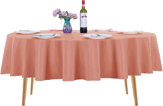 Ascoza 2pack 90 Inch Dusty Pink Round Tablecloth in Washable Polyester Fabric for Wedding/Banquet/Restaurant/Parties
