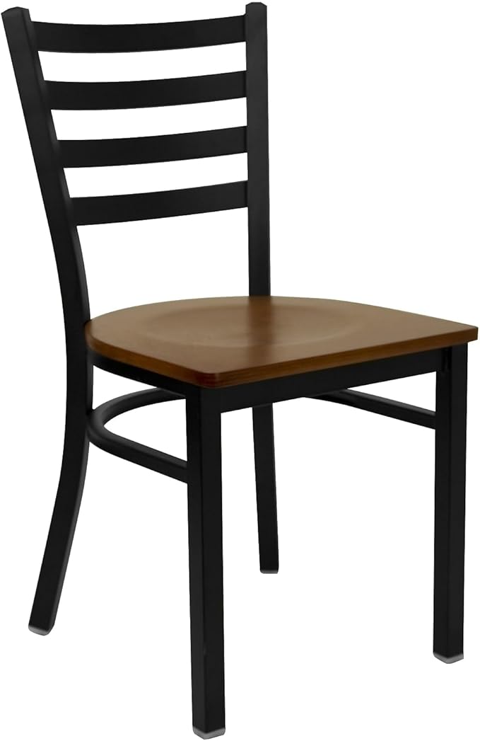 Flash Furniture 2 Pack HERCULES Series Black Ladder Back Metal Restaurant Chair - Image 6