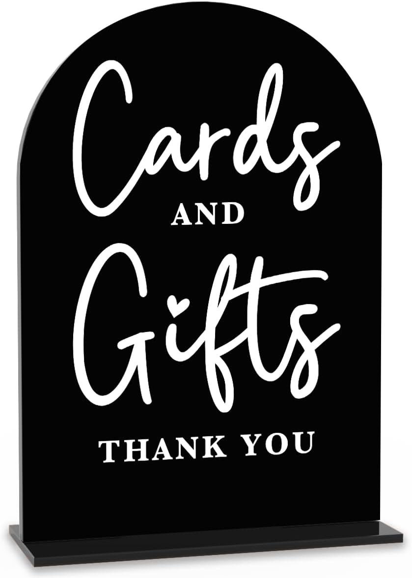 Acrylic Wedding Sign Cards and Gifts Sign for Wedding Wedding Signs for Ceremony Modern Calligraphy Arch Acrylic Table Top Sign for Wedding Reception and Event Party Table(black）