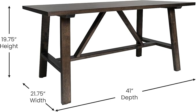 Flash Furniture Eli Farmhouse Trestle Coffee Table, Rustic Solid Wood Coffee - Image 3