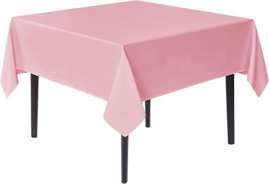 sancua Square Tablecloths 85x85 Inch - Pink Fabric Table Cloth for Square or Round Tables, Washable Polyester Table Cover for Outdoor Party, Birthday, Buffet, Resturant