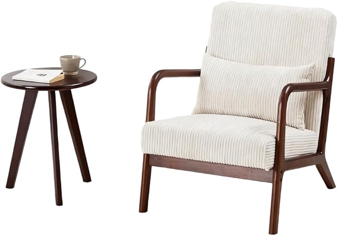 Hanuq】Mid-Century Modern Accent Chair&Coffee Table Set, Vintage Luxury Style by Hanuq