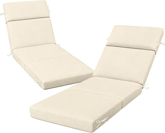 2 Pcs Outdoor Chaise Lounge Cushion 72" x 21" x 3", 4-Section Folding Patio by VOGVOG