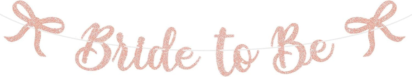 Bride to Be Banner, Rose Gold Bride to Be with Bow Glitter Bachelorette Bridal Party Banner BRIDE TO BE Sign for Rose Gold Bachelorette Bridal Shower Wedding Engagement Hen Party Decorations
