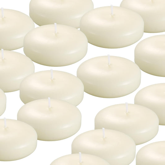 12 Pack Floating Candles, 3” Ivory Unscented Dripless Wax Burning Candles, for Weddings, Party, Cylinder Vases, and Home Decorations…