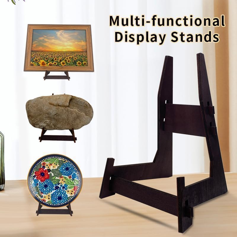 6 Inch Wooden Display Stand, Plate Holder for Picture Frame, Book, Plaque, Easel and Decorative Display (2 Pack)