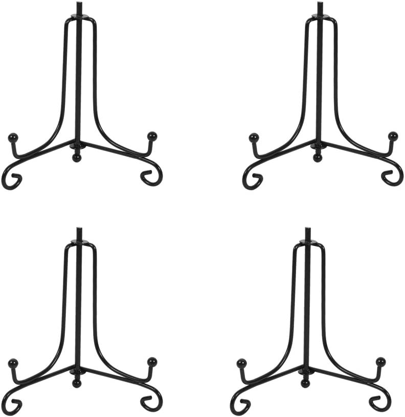 (4 pack)Iron Display Stand, Black Iron Easel Plate Display Photo Holder Stand, Displays Picture Frames, Decorative Plates, Tablets and Art 4 Inch