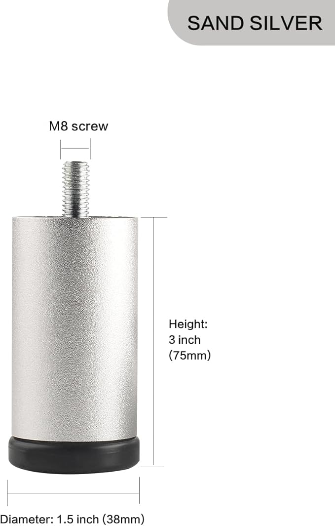 4 Pack Bed Support Legs 3 Inch Silver Furniture Cabinet Metal Legs Replacement - Image 2