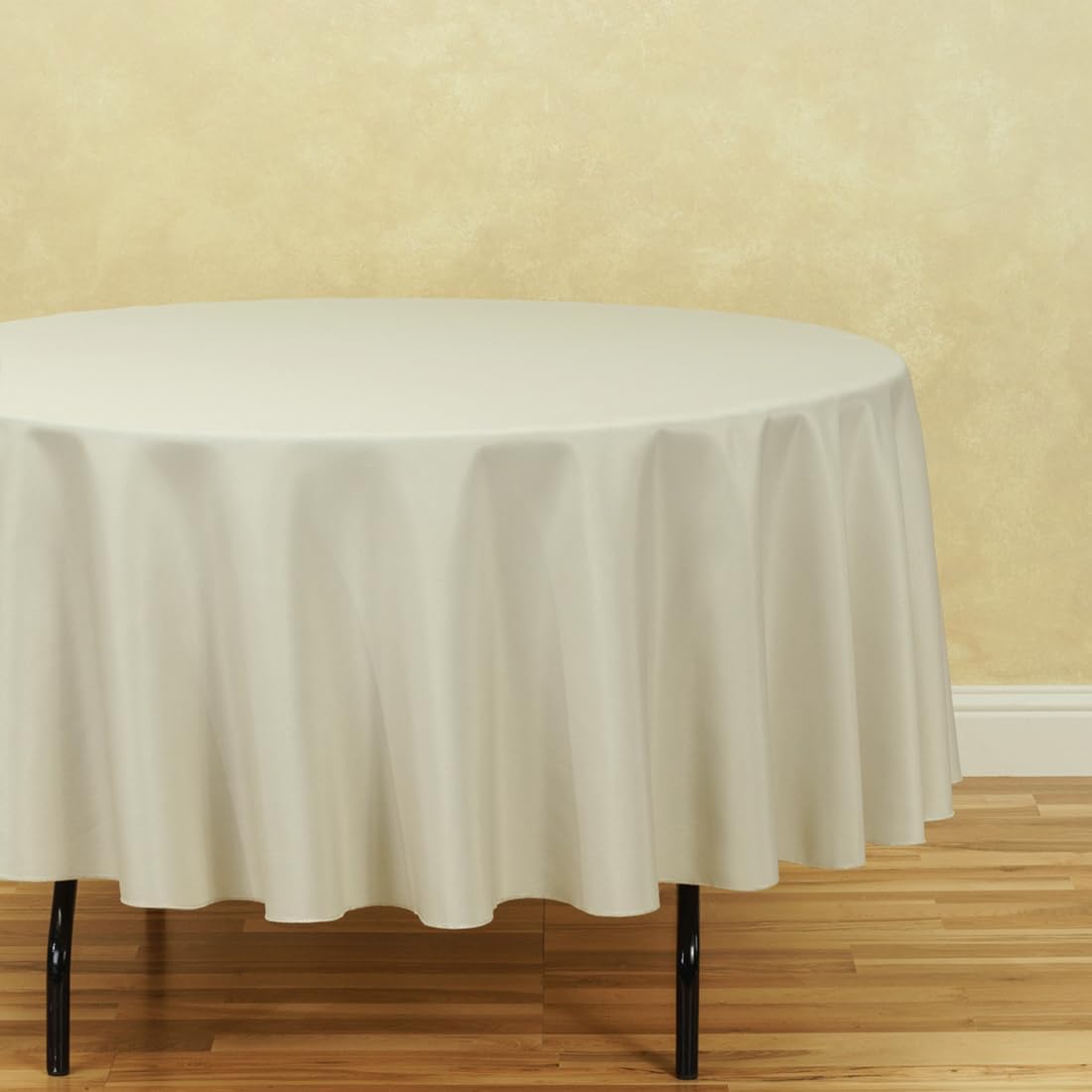 LTC LINENS 2 Pack 90 Inch Round Tablecloth Beige - Wrinkle Resistant Table Cloth for Round Table -Washable Polyester Fabric Table Cover for Wedding, Party