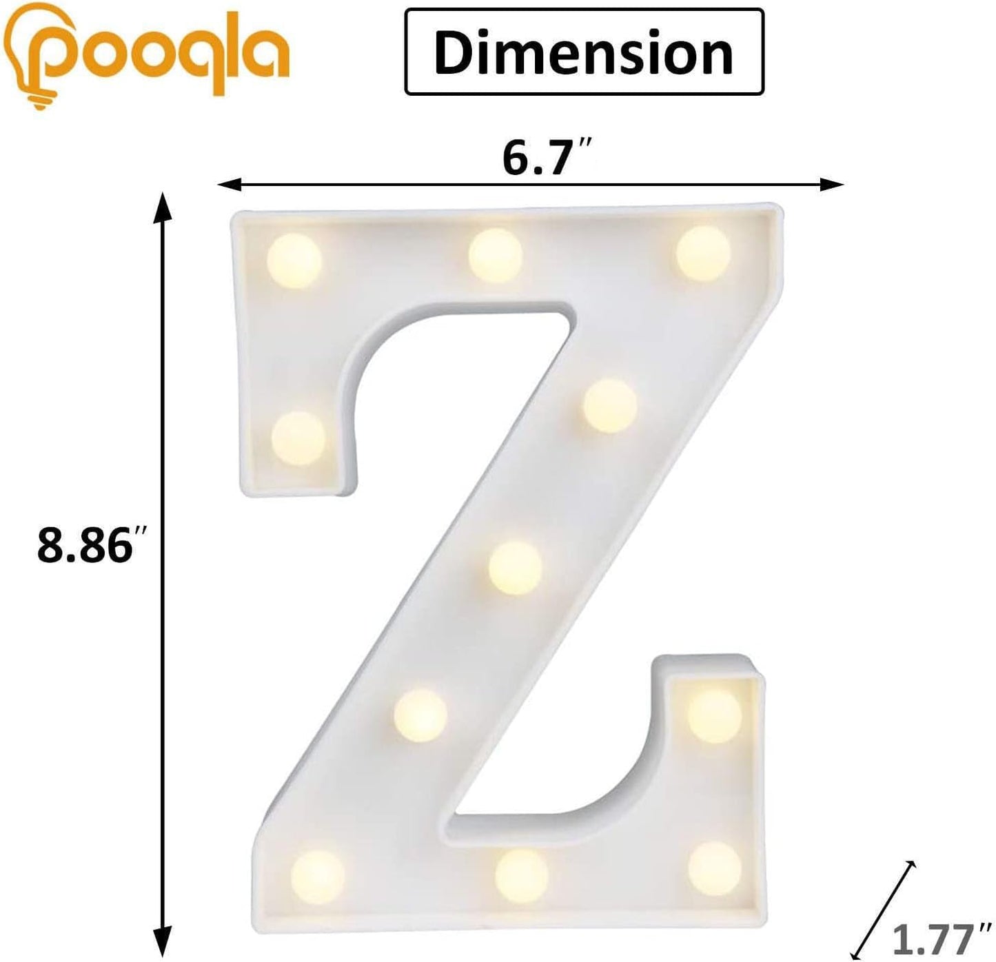 Pooqla LED Marquee Letter Lights, Warm White and Cool White Decorative Lighted Letters, Light Up Alphabet Letters for Boys Girls, Party, Wedding, Bar, Night Light, Birthday Decoration, Letter Z