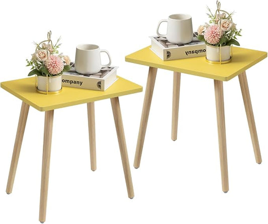 FORAOFUR Side Tables Living Room Set of 2, Small Wooden Table Accent Table by FORAOFUR