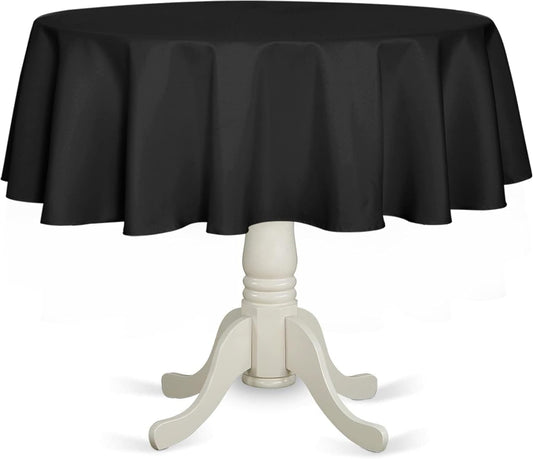 Fitable Black Round Tablecloth 70 inch, Stain and Wrinkle Resistant Washable Polyester Table Cloth for Dining Buffet Parties and Camping