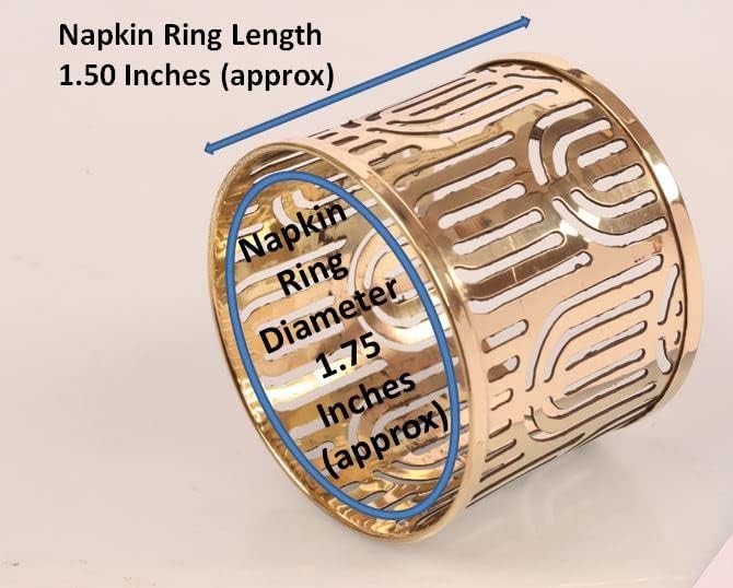 Brass Base Beautifully Handcrafted Mesh Work Large Size Party Decorative Dining Table Napkin Holders in Gold Tone. Set of 6.