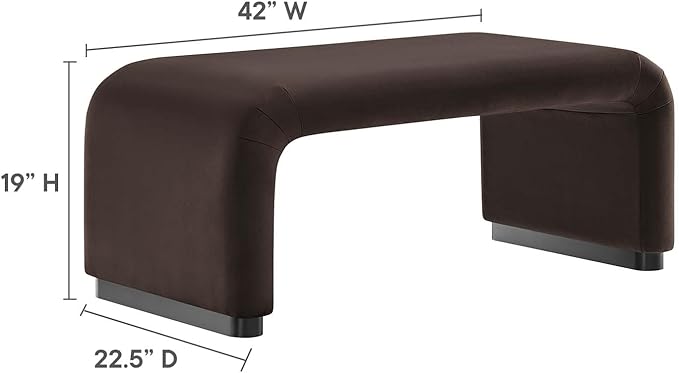 Modway EEI-6735-BLK-CHB Koda Performance Velvet Waterfall Ottoman - Image 3