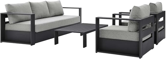Modway Tahoe Aluminum 4-Piece Outdoor Patio Set in Gray Gray by Modway