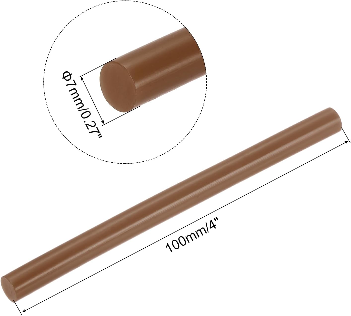 uxcell 20pcs Hot Glue Sticks for Glue Gun 7mm/0.27-inch x 4-inch Mini Hot Melt Adhesive Glue Stick Brown