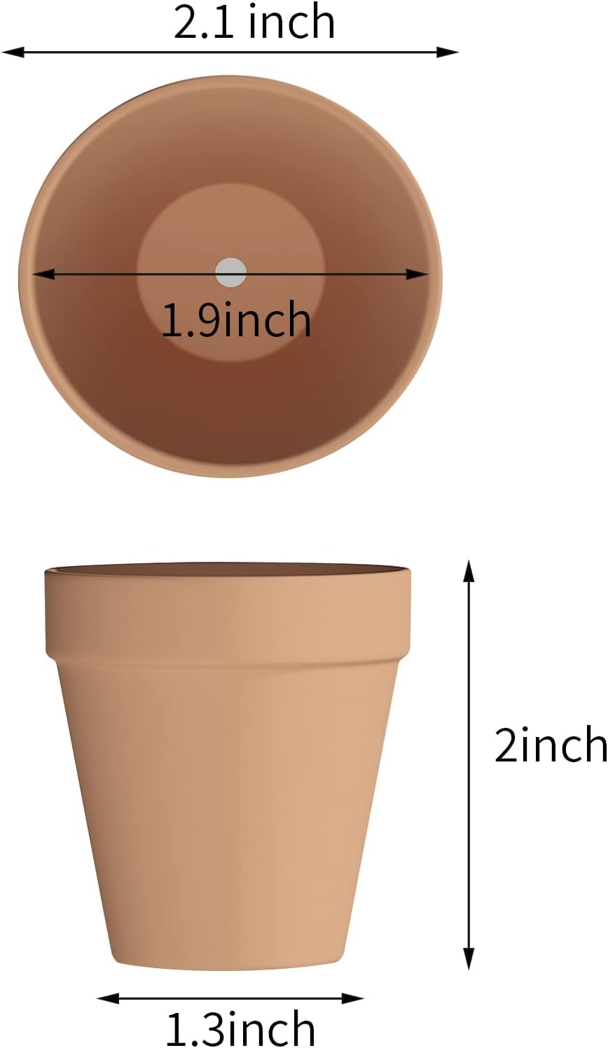 80 Pcs Small Mini Clay Pots 2.1'' Terracotta Pot Clay Ceramic Pottery Planter Cactus Flower Pots Succulent Nursery Pots- Great for Window Boxes, Cactus, Plants, Crafts, Wedding Favors