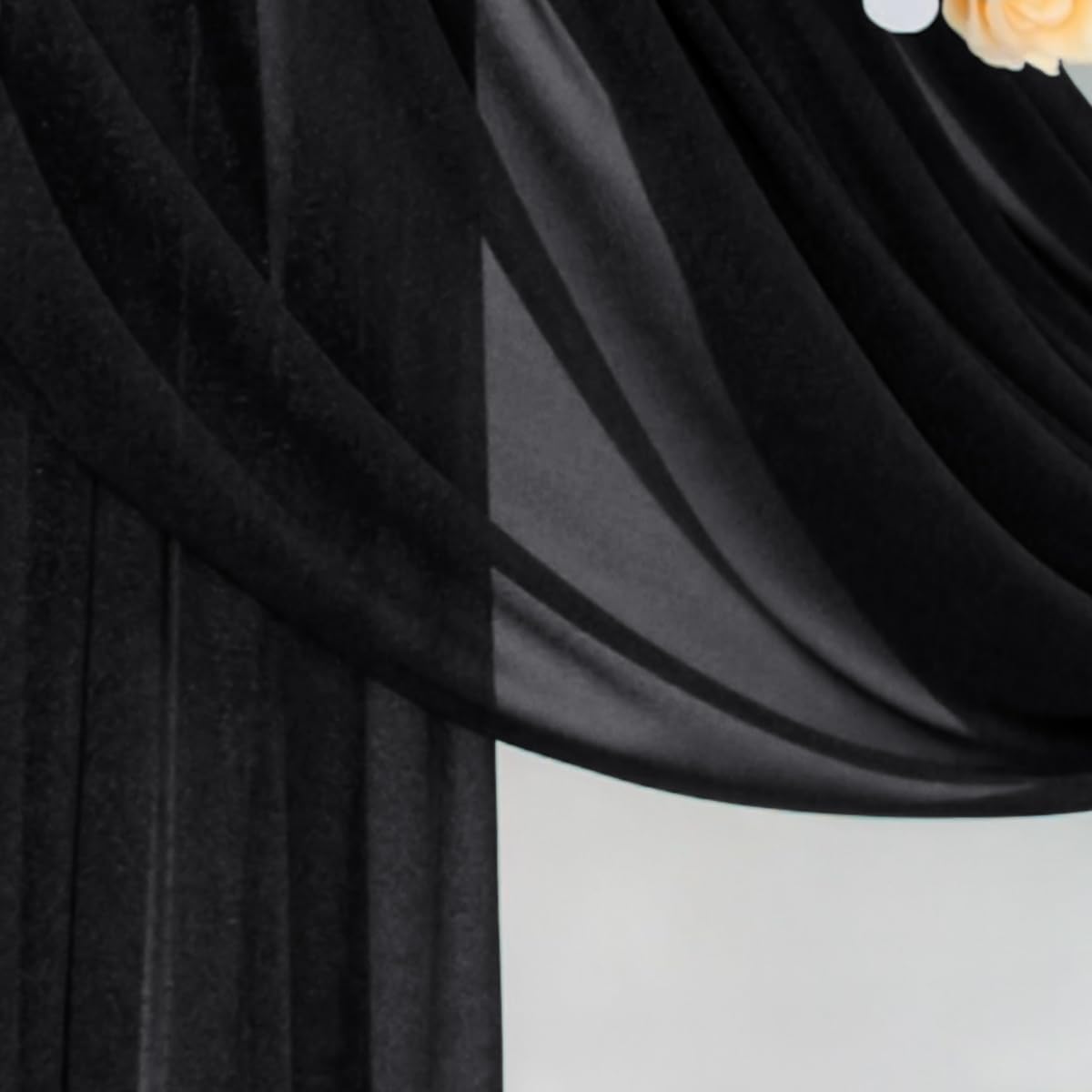 Black Wedding Arch Draping Fabric 29" x 20 FT Black Drapes for Backdrop Sheer Curtains Wedding Drapes for Romantic Bridal Baby Shower Decorations Ceremony Birthday Party Fall Outdoor Events
