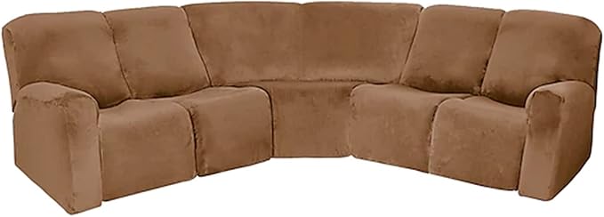 LightInTheBox 7-Piece Velvet Stretch Reclining Couch Covers 5 Seats Corner Sofa by LTLIGHTS