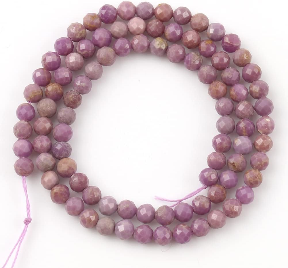 Song Xi 180pcs 2mm Natural Purple Mica Gemstone Beads Faceted Round Loose Stone Beads for Jewelry Making