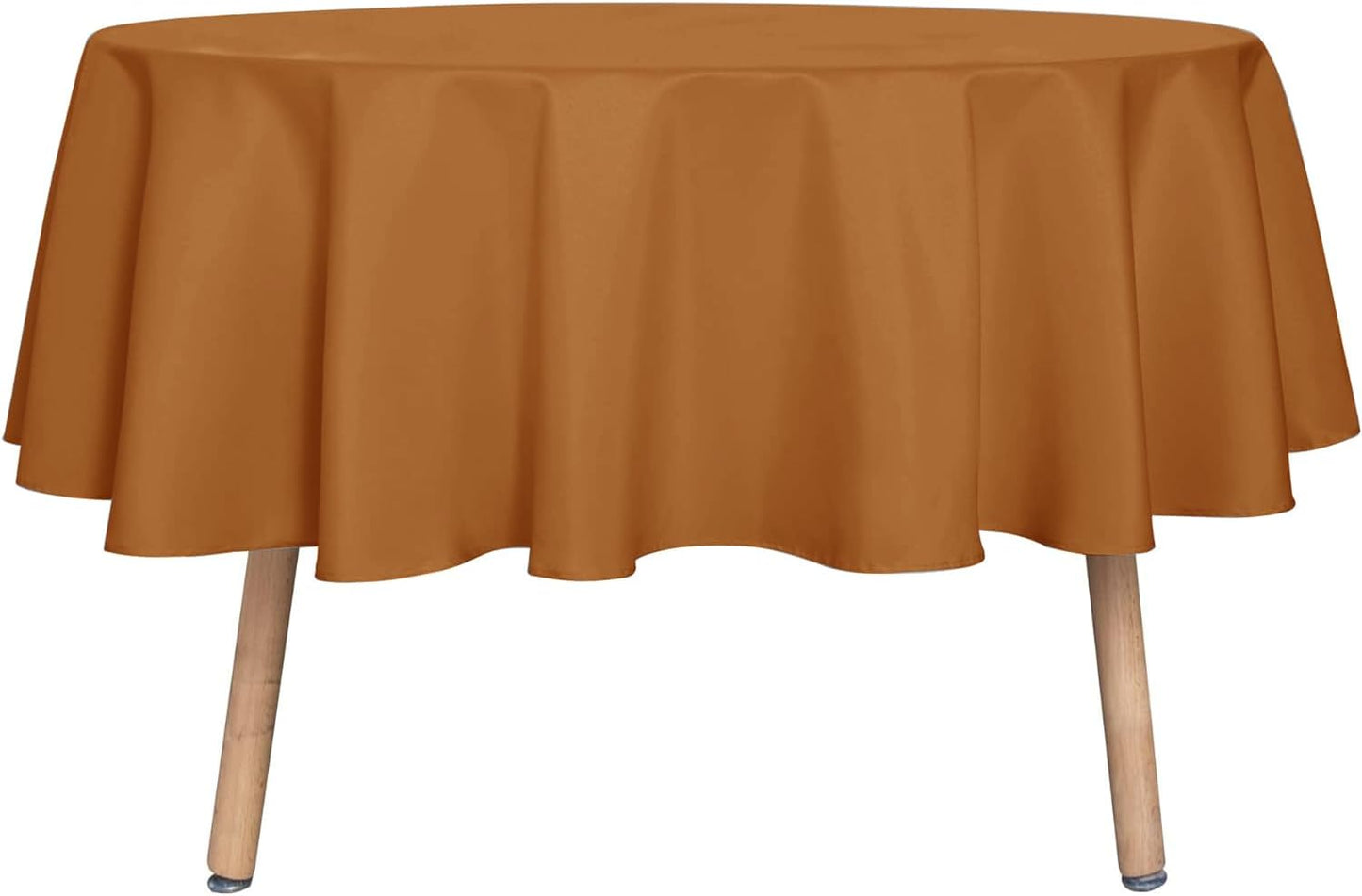 sancua Round Tablecloth 70 Inch(Fits 20-58 Inch Tables) - Water Resistant Spill Proof Washable Polyester Fall Table Cloth Decorative Fabric Table Cover for Dining Tables Thanksgiving Parties, Bronze