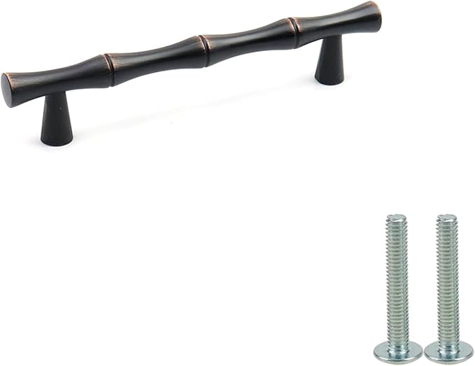 2PCS Bamboo Zinc Alloy Cabinet Handles, 3.8 Inch Hole Distance Black and Red - Image 2