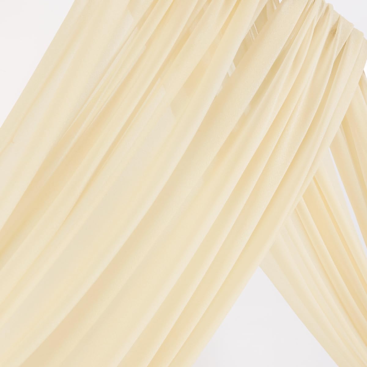 MLMW Wedding Arch Draping Fabric 2 Panels 29" x 20Ft Champagne Sheer Wedding Arch Backdrop Drapes Outdoor Curtain for Ceremony Party Background Ceiling Decor