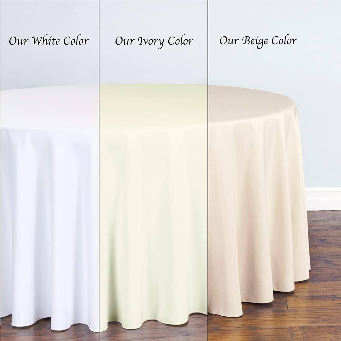 LTC LINENS 10 Pack 120 Inch Round Tablecloth Beige for 60 Inch Round Table - Bulk Round Table Cover - Washable, Wrinkle Resistant Polyester Fabric Cloth for Wedding, Party