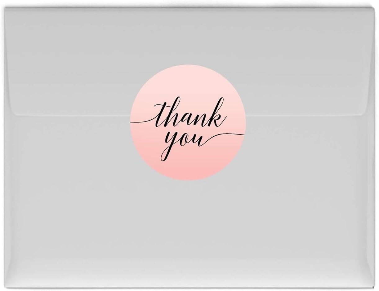 Andaz Press Blush Pink Rose Elegant Party Collection, Round Circle Label Stickers, Thank You, 40-Pack, Favors Decor Envelope Seals