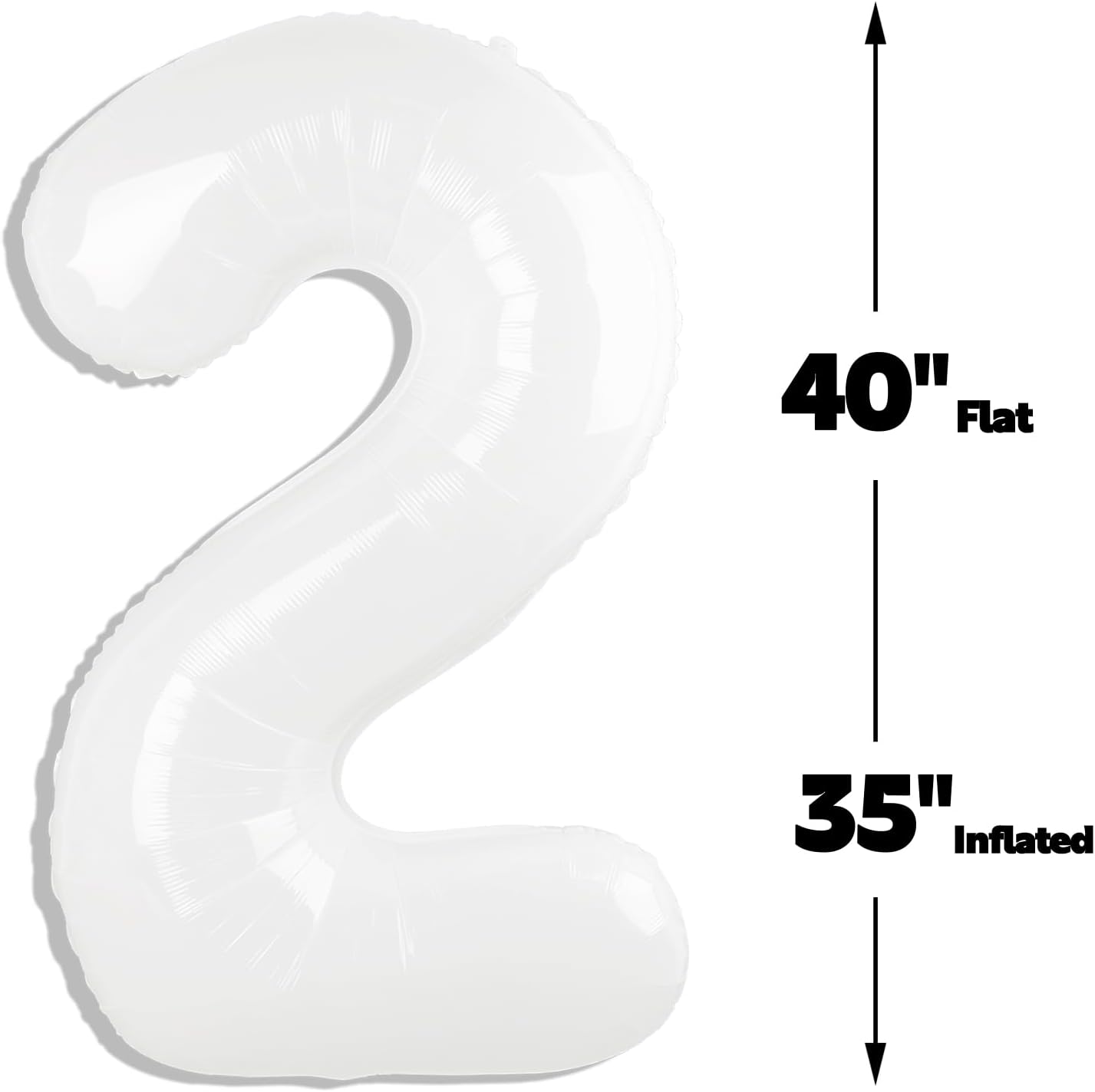 Big 40 Inch White 2 Number Balloon Birthday Decoration, White Number 2 Helium Balloons 12 20 22 23 24 26 28 32 42 Celebration, Boy Girl Baby Anniversary Party Graduations Supplies