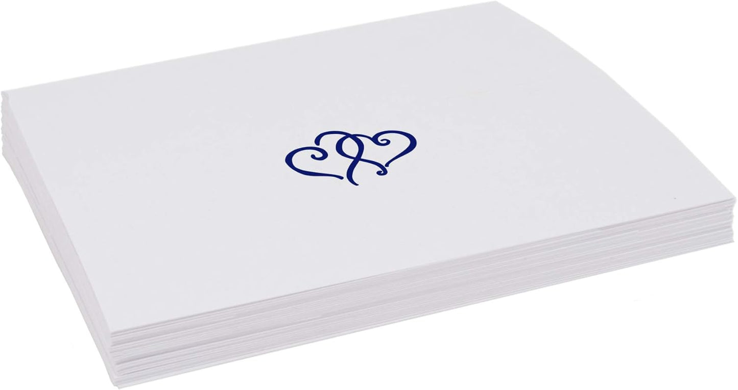 Linked Hearts Place Cards, Navy (Choose Color), Set of 60, Pre-cut and Scored - Wedding, Party, Dinner, and Special Events - Made in the USA