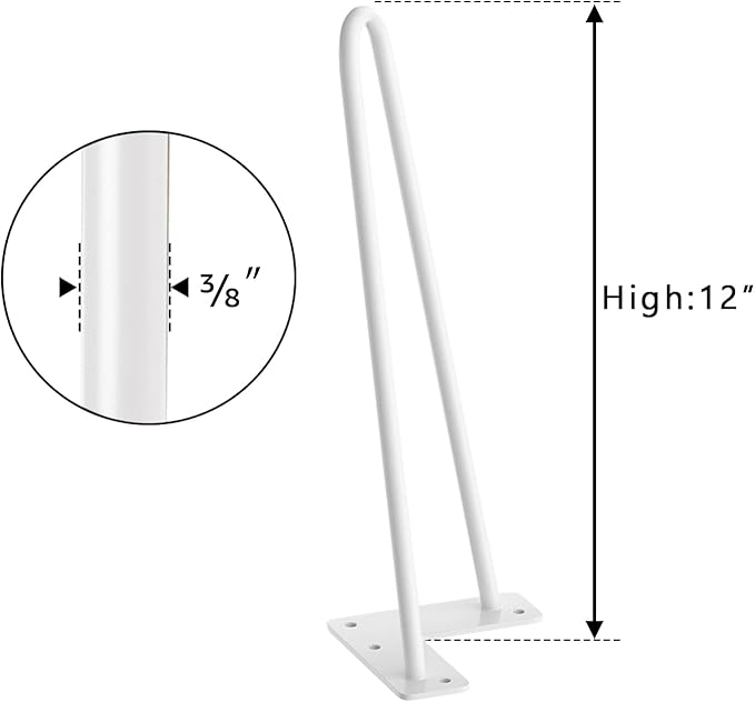 SMARTSTANDARD 12 Inch Heavy Duty Hairpin Furniture Legs, Metal Home DIY Projects - Image 8
