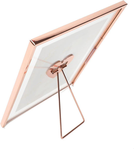 Heart Frame, 8"x10", Rose Gold Floating Frame with Romantic Heart Stand, For Picture 7x9, 6x8, 5x7, Classy For Wedding, Anniversary, Birthday
