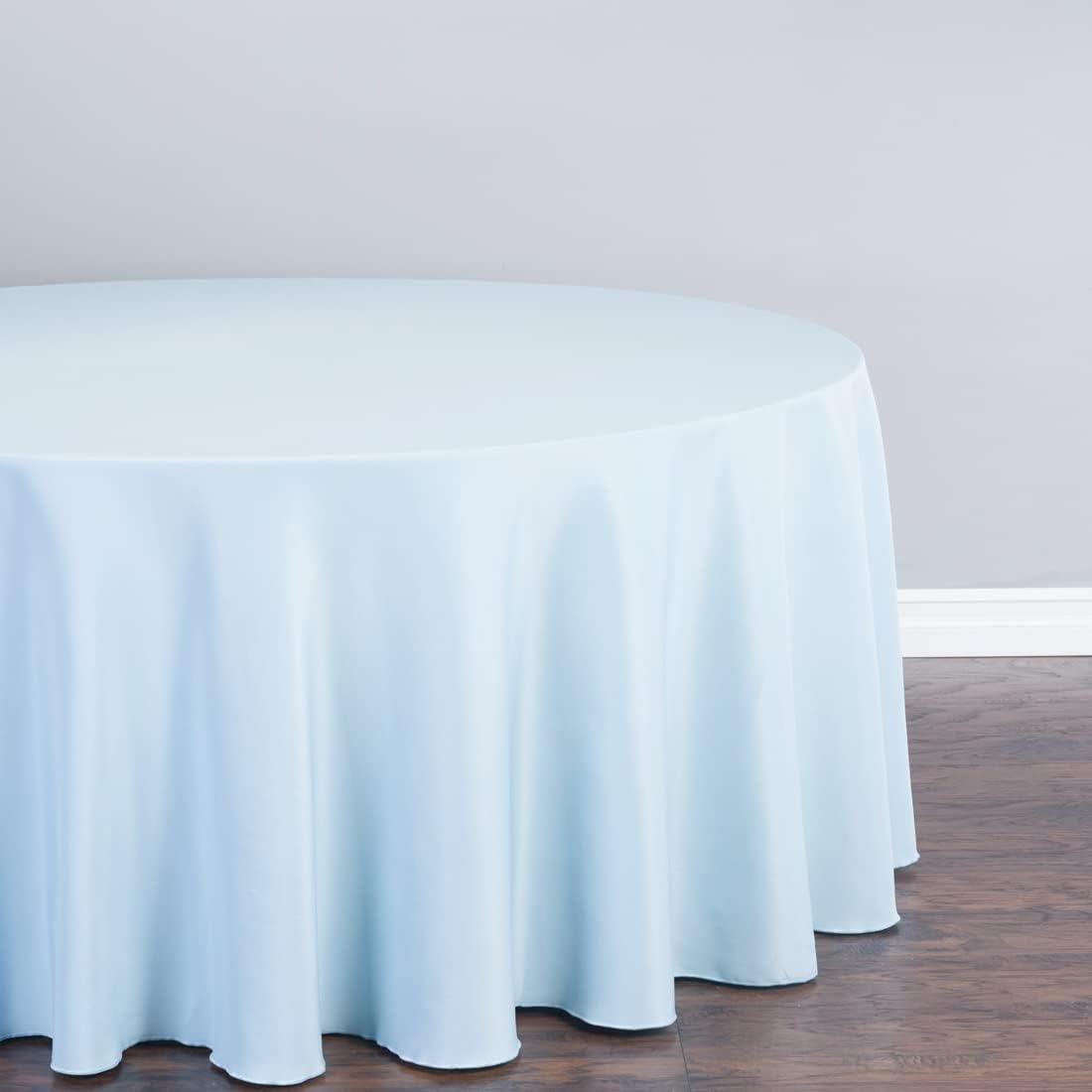 LTC LINENS Baby Blue Tablecloth 120 in Round for 60 Inch Circular Table - Washable, Wrinkle Resistant Polyester Fabric Cloth for Baby Shower, Wedding