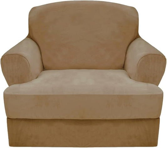 CUCRAF T Cushion Sofa Cover 2 Piece Armchair Slipcovers, Soft Thick Velvet by CUCRAF